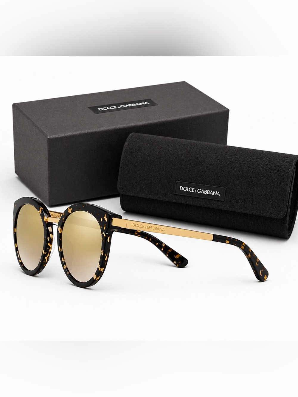 Dolce & Gabbana Gold and Tortoiseshell Designer Eyewear